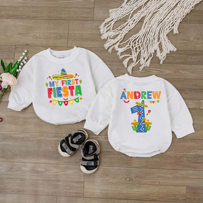 My First Fiesta Baby Boy Mexican Theme Bubble Romper Birthday Outfit Newborn Bodysuit