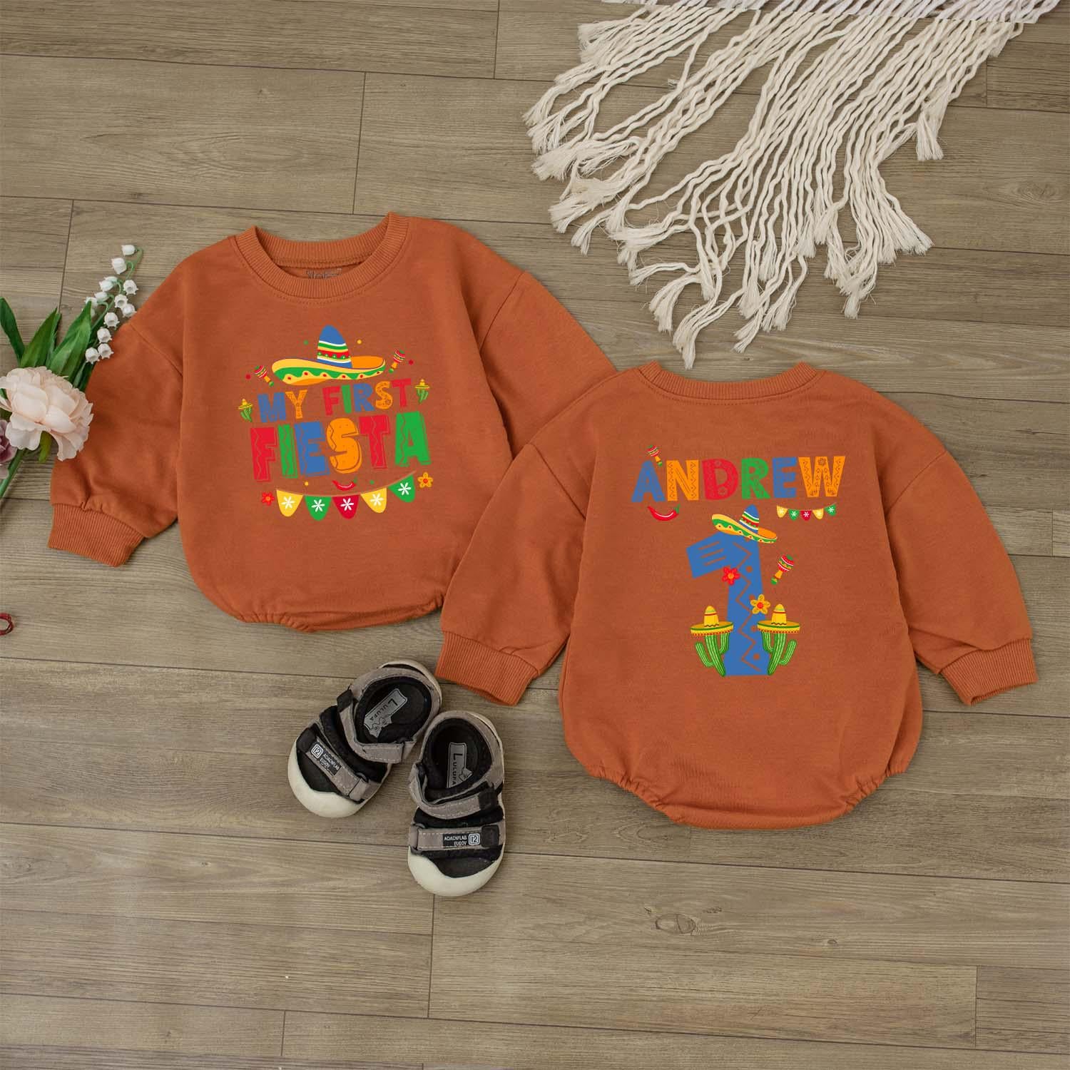 My First Fiesta Baby Boy Mexican Theme Bubble Romper Birthday Outfit Newborn Bodysuit