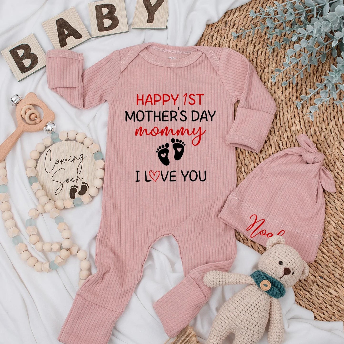 First Mother's Day Custom Baby Bodysuit Gift Mom Newborn Personalized Name Outfit Baby Shower Coming Home