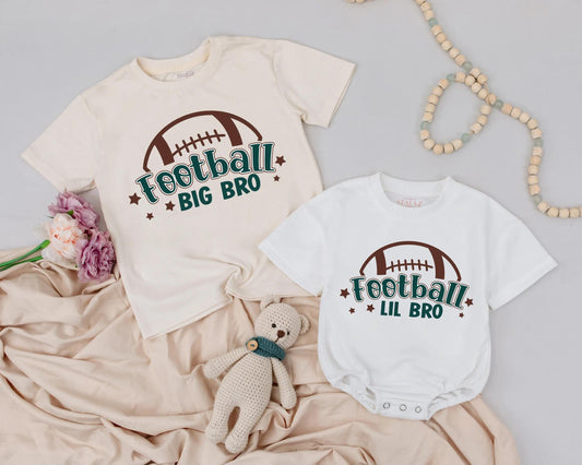 Matching Football Big Bro & Lil Bro Outfits, Fall Baby Boy Set, Sports Toddler Clothes, Brown & Green Graphic, Sibling Gift