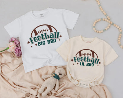 Matching Football Big Bro & Lil Bro Outfits, Fall Baby Boy Set, Sports Toddler Clothes, Brown & Green Graphic, Sibling Gift