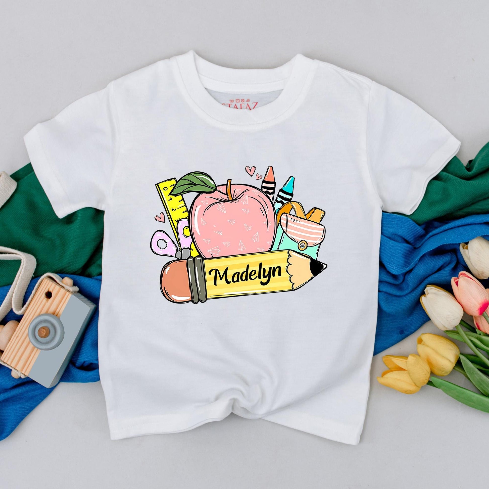 Personalized First Day of School Shirt for Toddler Girl, Custom Name Preschool Outfit, Kindergarten Kids Gift, Back to School Tee