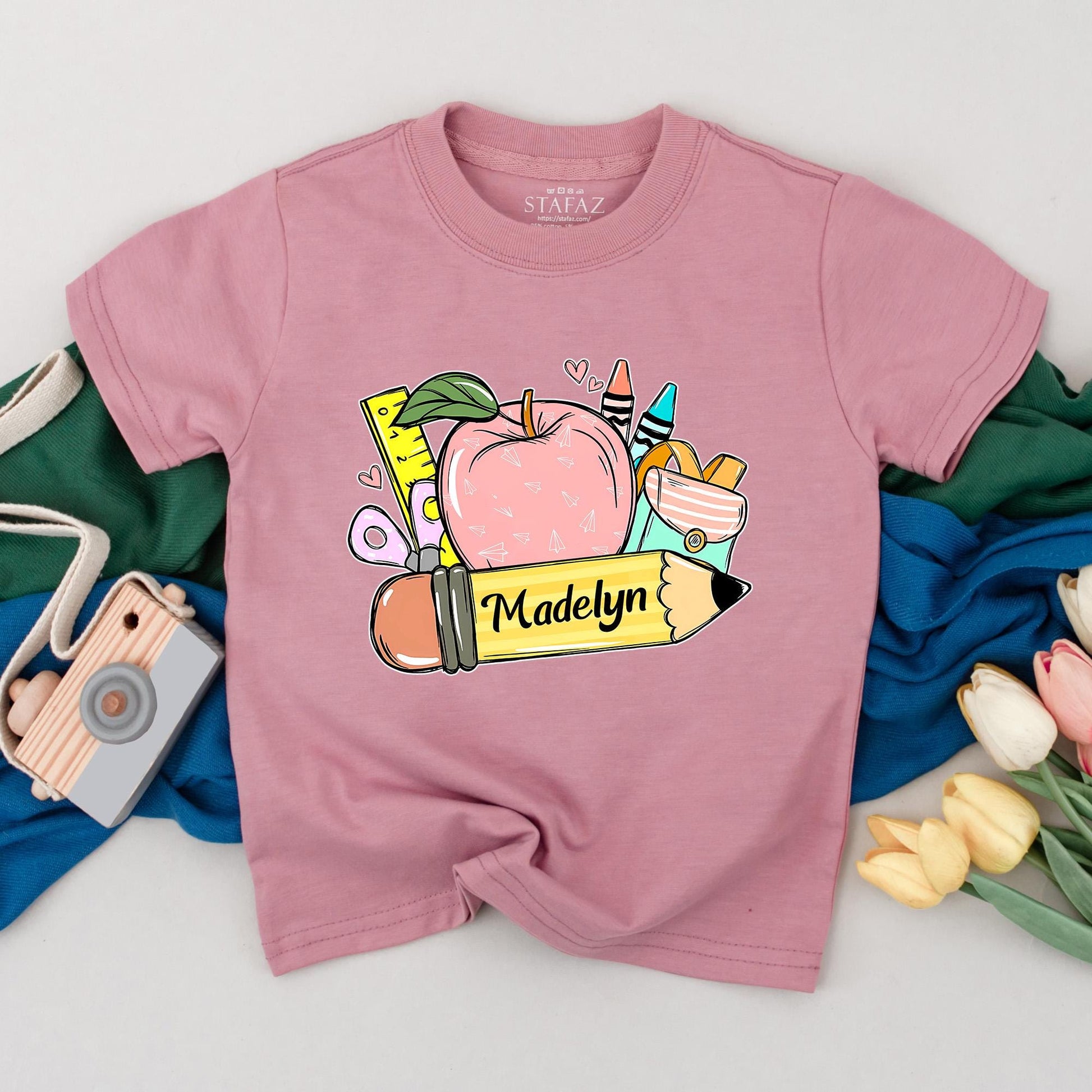 Personalized First Day of School Shirt for Toddler Girl, Custom Name Preschool Outfit, Kindergarten Kids Gift, Back to School Tee