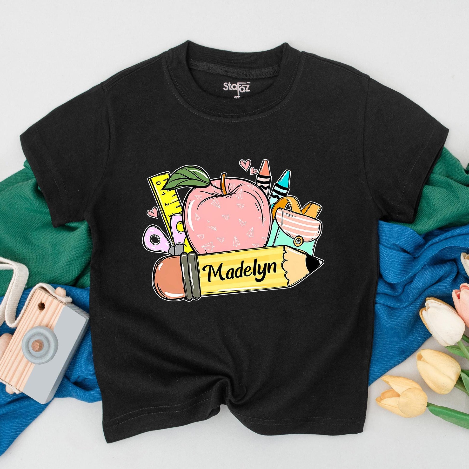 Personalized First Day of School Shirt for Toddler Girl, Custom Name Preschool Outfit, Kindergarten Kids Gift, Back to School Tee