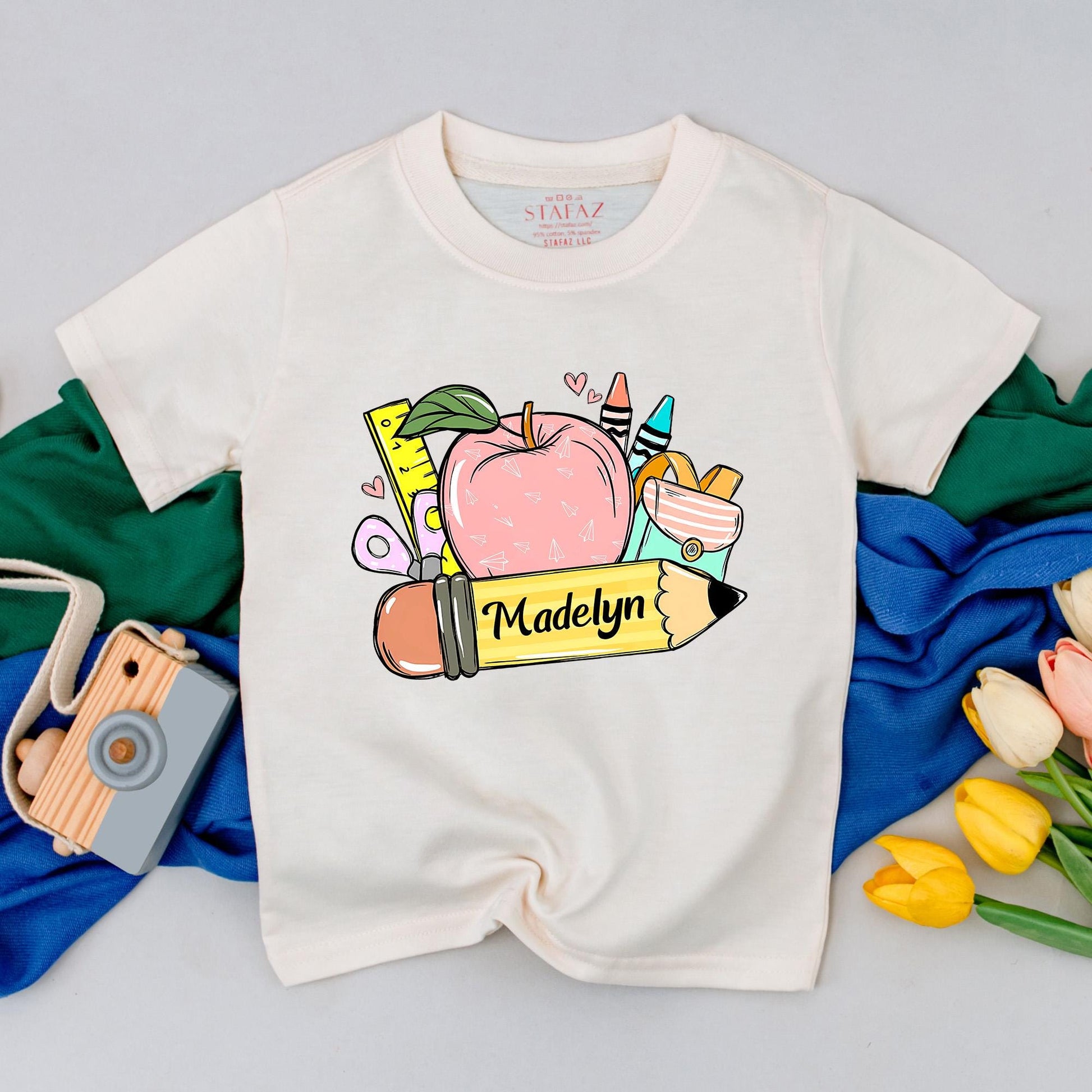Personalized First Day of School Shirt for Toddler Girl, Custom Name Preschool Outfit, Kindergarten Kids Gift, Back to School Tee