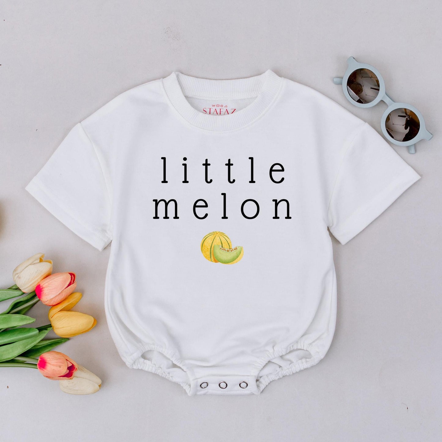 Little Melon Baby Romper – Cute Fruit Pun Summer Outfit for Baby Girl or Boy, Short Sleeve Romper Gift Idea