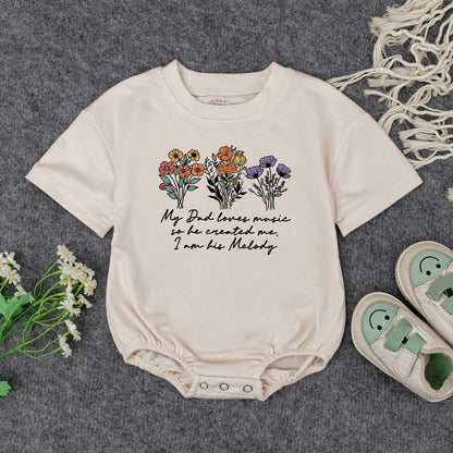 My Dad Loves Music Baby Romper Sweet Wildflower Outfit Infant Newborn Gift Bodysuit or Sweatshirt for Music Lover Dad