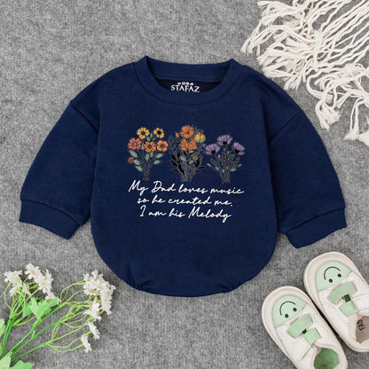 My Dad Loves Music Baby Romper Sweet Wildflower Outfit Infant Newborn Gift Bodysuit or Sweatshirt for Music Lover Dad