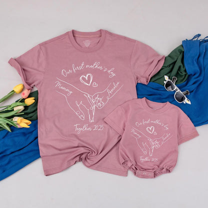 Personalized Our First Mother’s Day Together Shirt Mommy and Me Matching Tees Custom Gift Idea for New Mom