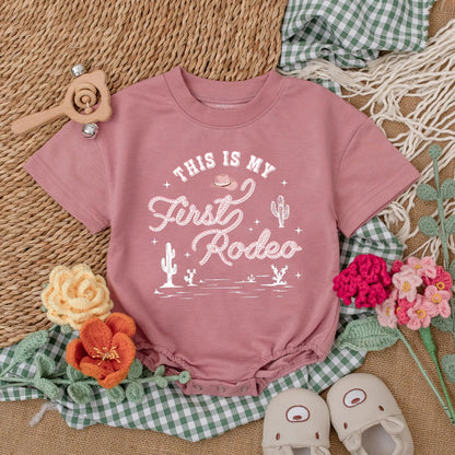 Custom Pink Cowgirl First Birthday Romper, This is My First Rodeo Bodysuit for Baby Girl, Western Birthday Party Outfit, Cute Gift