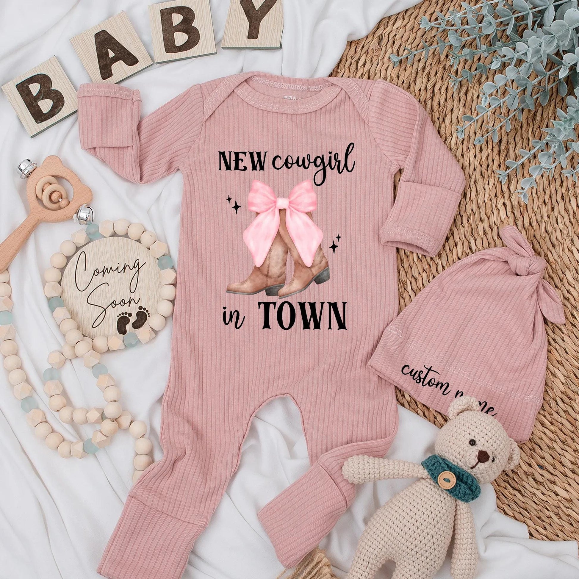 Personalized Cowgirl Baby Girl Bodysuit | Western Coming Home Outfit | Custom Cowboy Boots Baby Shower Gift