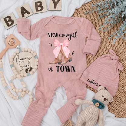 Personalized Cowgirl Baby Girl Bodysuit | Western Coming Home Outfit | Custom Cowboy Boots Baby Shower Gift