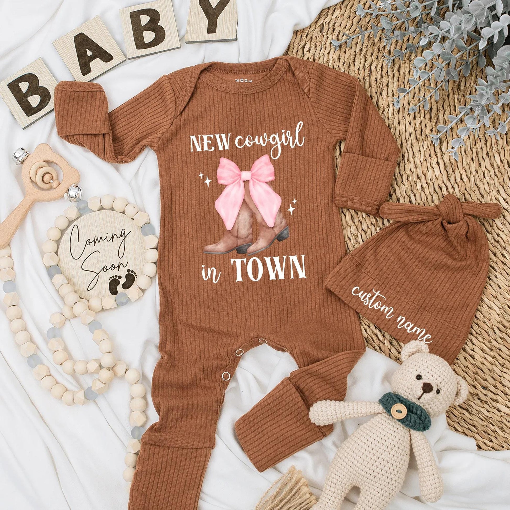 Personalized Cowgirl Baby Girl Bodysuit | Western Coming Home Outfit | Custom Cowboy Boots Baby Shower Gift