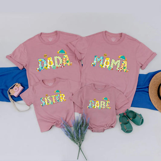 Summer Family Birthday Beach Matching Tees Cute Outfits for Mom Dad Sister Baby Custom Vacation Party