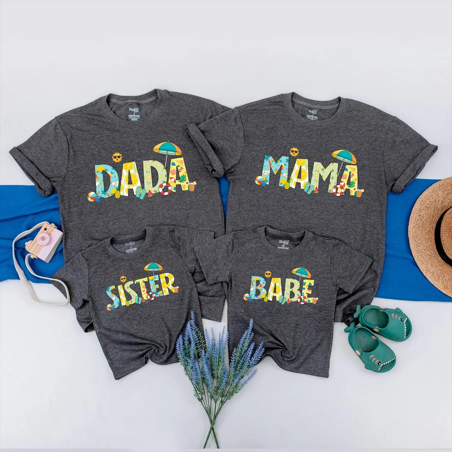 Summer Family Birthday Beach Matching Tees Cute Outfits for Mom Dad Sister Baby Custom Vacation Party