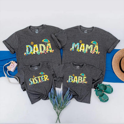 Summer Family Birthday Beach Matching Tees Cute Outfits for Mom Dad Sister Baby Custom Vacation Party