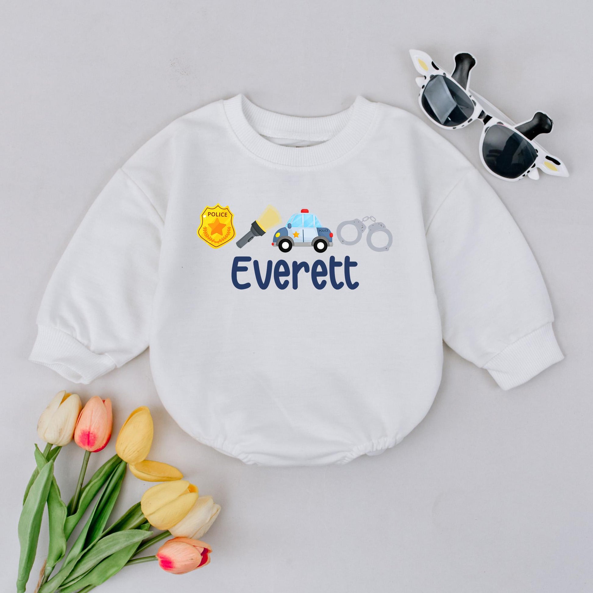 Personalized Police Baby Romper Future Officer Name Infant Outfit Soft Cotton Comfortable Boy Birthday Gift Toddler Law Enforcement Uniform