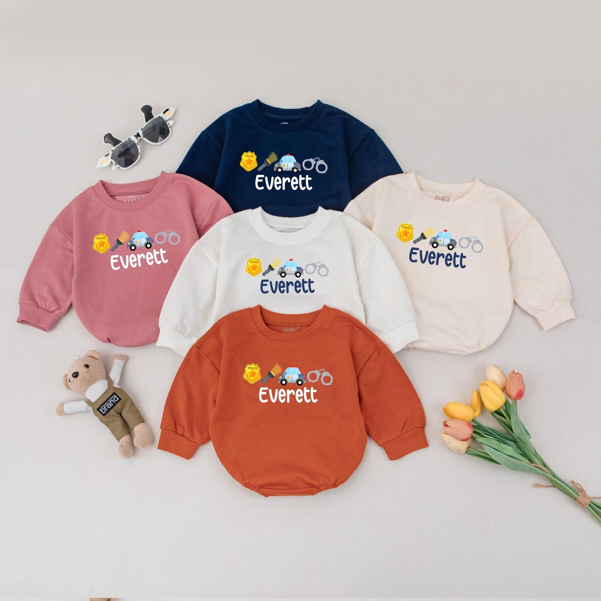 Personalized Police Baby Romper Future Officer Name Infant Outfit Soft Cotton Comfortable Boy Birthday Gift Toddler Law Enforcement Uniform