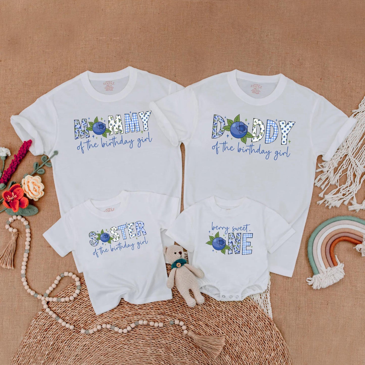 Sweet One Blueberry Birthday Matching Shirts for Family Berry First Birthday Celebration Baby Girl Party Clothes Summer