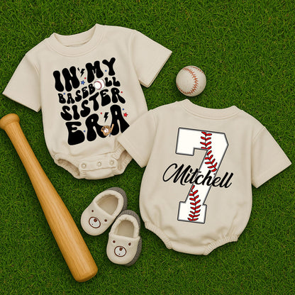 In My Baseball Sister Era Bubble Romper Game Day Outfit for Baby Girls, Soft Comfortable Short Sleeve Infant Baseball Softball Romper Shower Gift