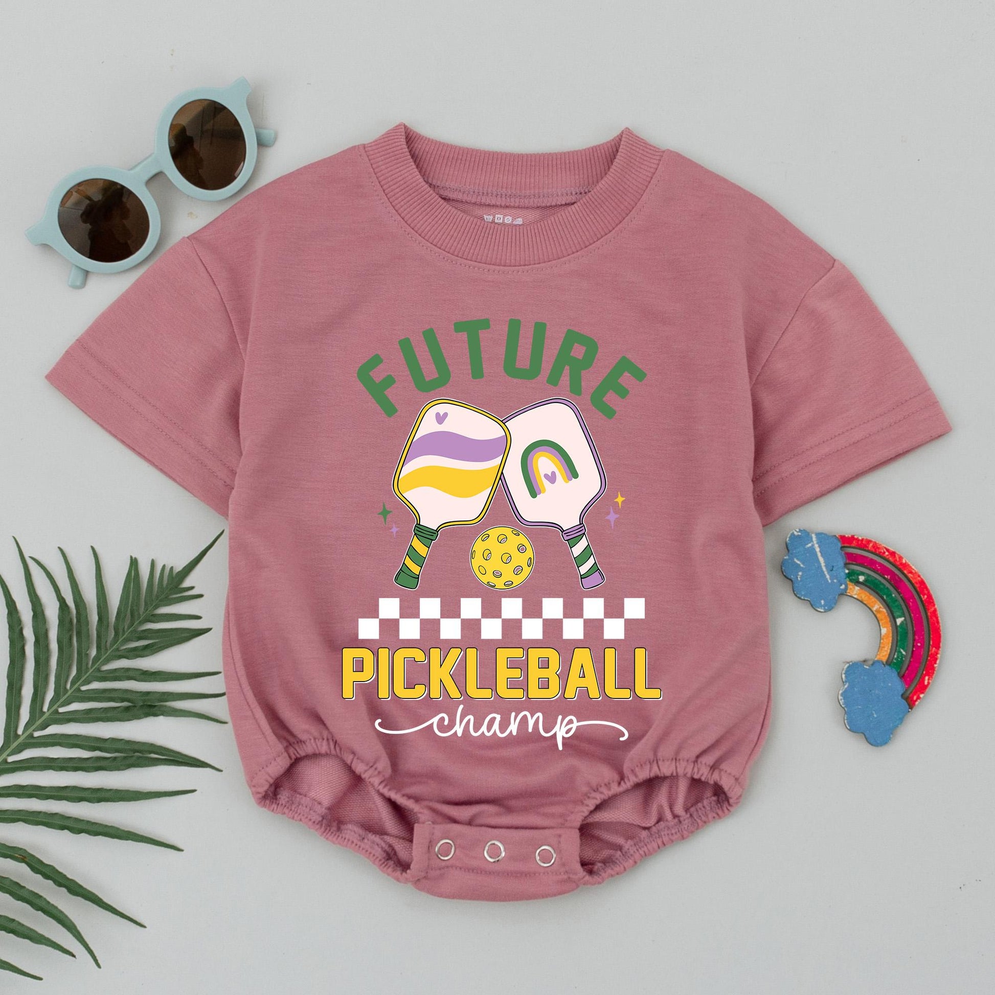 Future Pickleball Champ Baby Romper – Playful Pickleball Design Infant Bodysuit for Baby Boy or Girl Gift Cute Sports Outfit