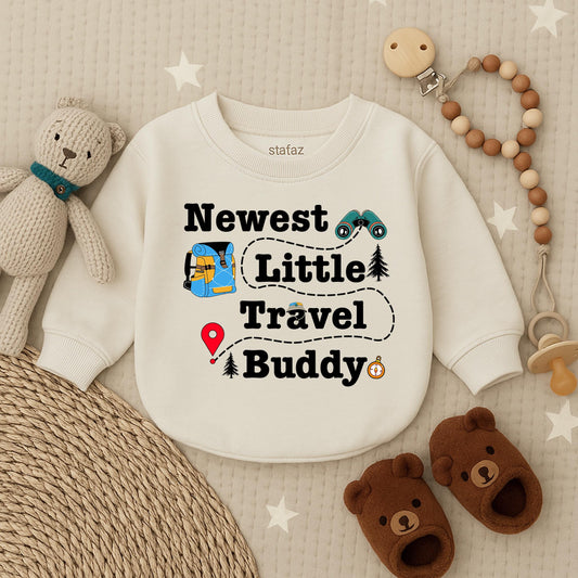 Little Travel Buddy Bubble Romper Adventure Baby Shower Gift Outdoor Explorer Outfit for New Moms & Traveling Parents