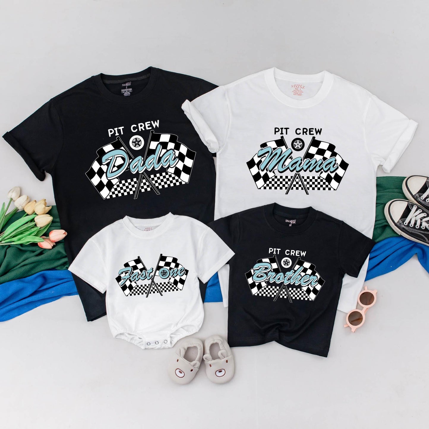 Personalized Fast One Birthday T-Shirt: Race Car Family Matching Outfits for 1st Birthday Boy & Mommy & Me