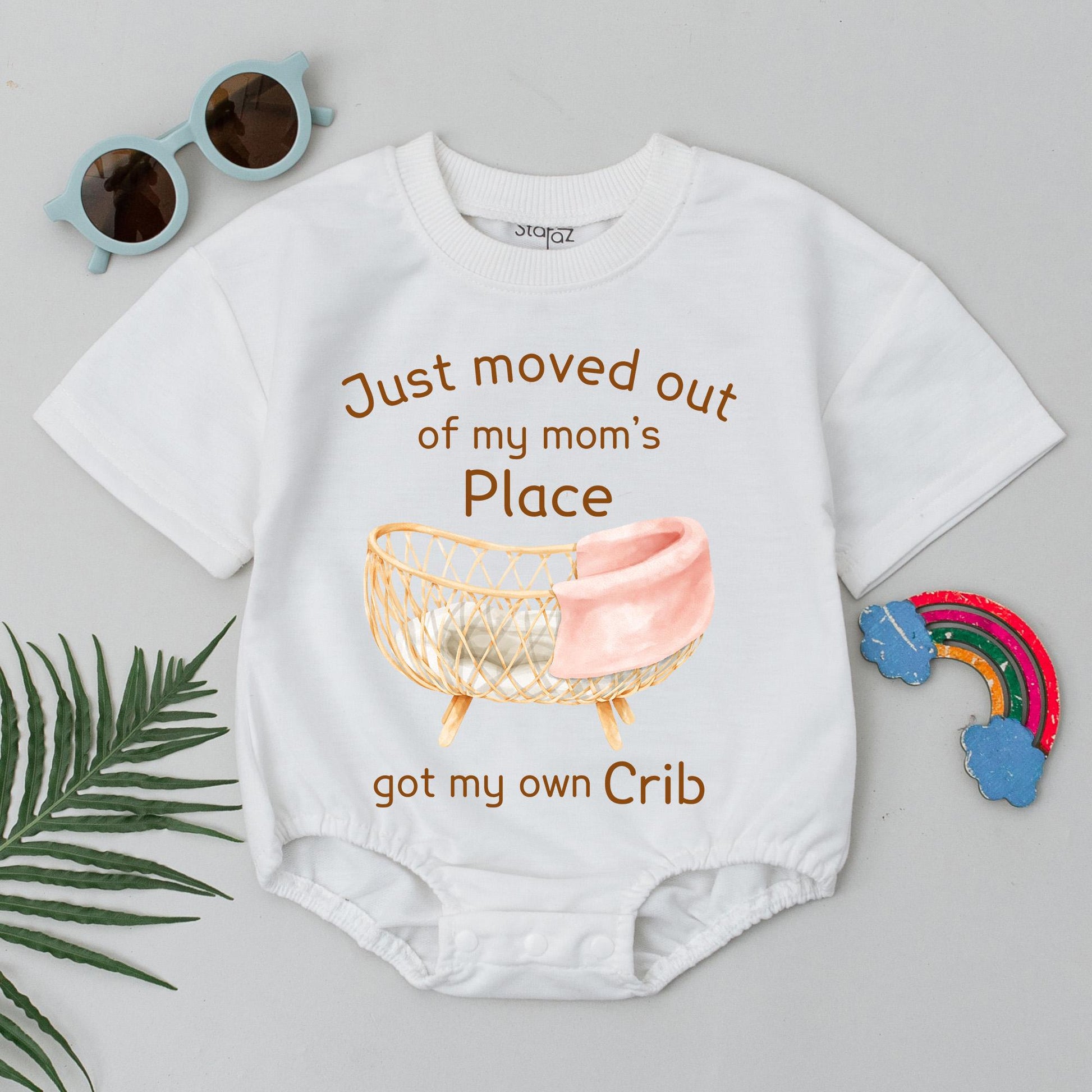 Just Moved Out Baby Romper Funny Newborn Outfit Cute Infant Bodysuit for Boys or Girls Baby Shower Gift Crib Clothes First Apartment Milestone 139