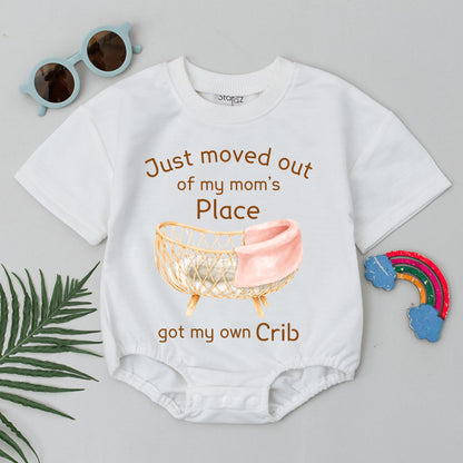 Just Moved Out Baby Romper Funny Newborn Outfit Cute Infant Bodysuit for Boys or Girls Baby Shower Gift Crib Clothes First Apartment Milestone 139