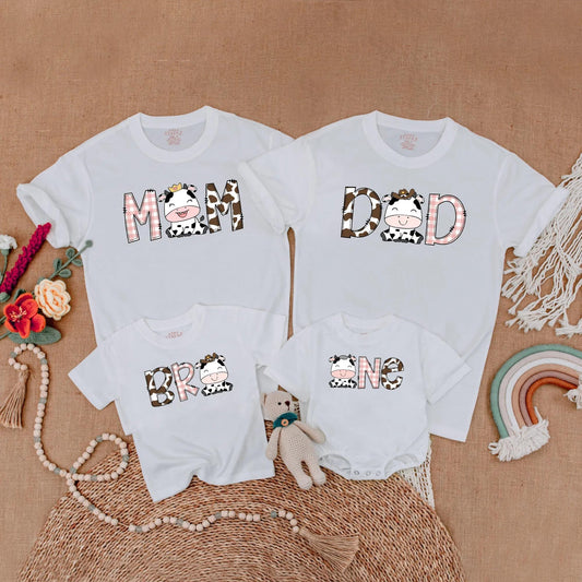 Cow Family Birthday Shirt Boho Farm First Birthday Outfit Mommy and Me Matching Western Gift