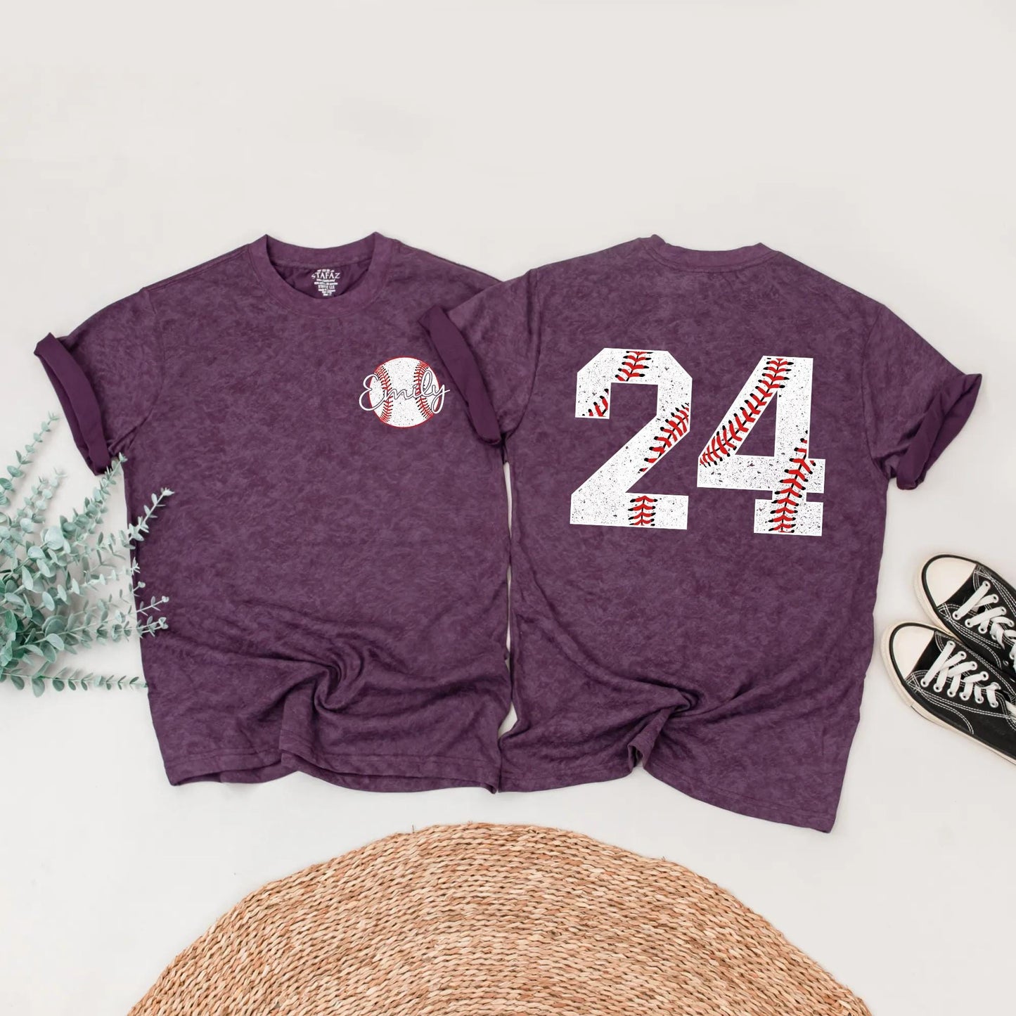 Personalized Baseball Birthday Shirt for Emily & Jacob, Custom Name & Age Tee, Baseball Fan Gift, Red, White, Black