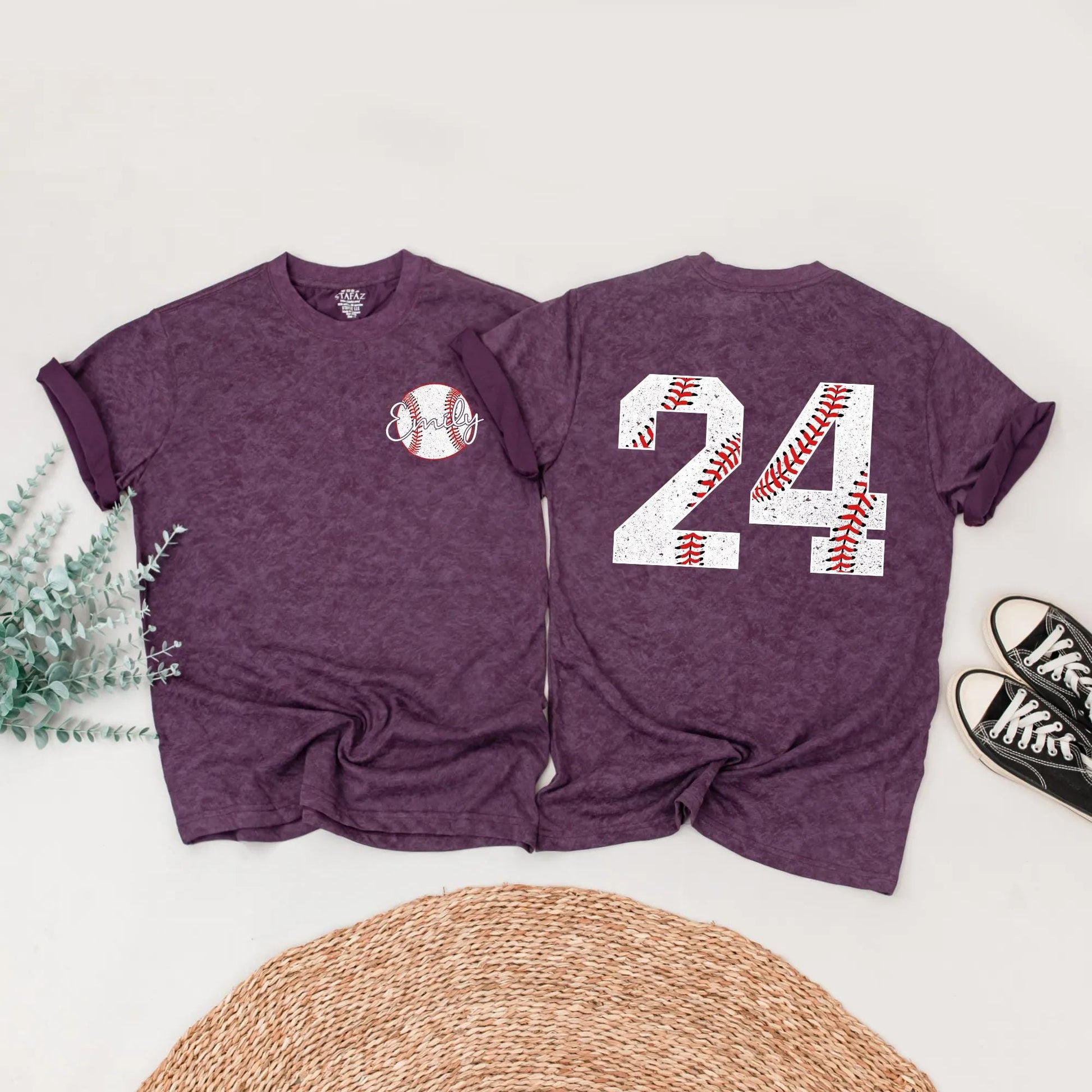 Personalized Baseball Birthday Shirt for Emily & Jacob, Custom Name & Age Tee, Baseball Fan Gift, Red, White, Black