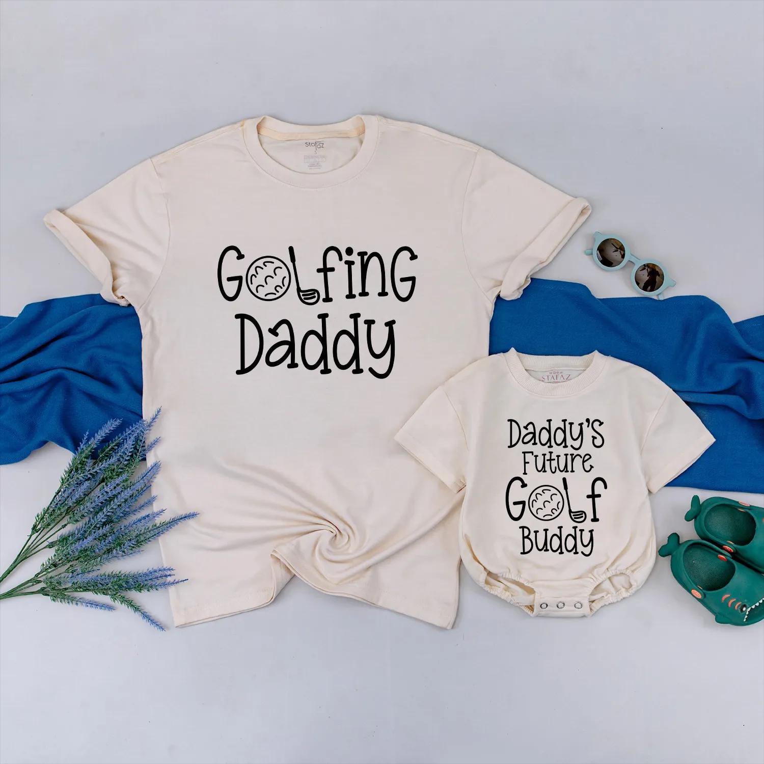Golfing Daddy and Baby Bodysuit Matching Golf Buddy Tees for Dad and Son Custom Golf Themed Father’s Day Gift for Him