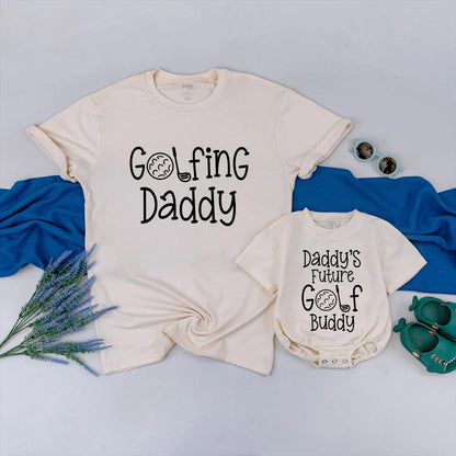 Golfing Daddy and Baby Bodysuit Matching Golf Buddy Tees for Dad and Son Custom Golf Themed Father’s Day Gift for Him