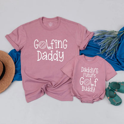 Golfing Daddy and Baby Bodysuit Matching Golf Buddy Tees for Dad and Son Custom Golf Themed Father’s Day Gift for Him