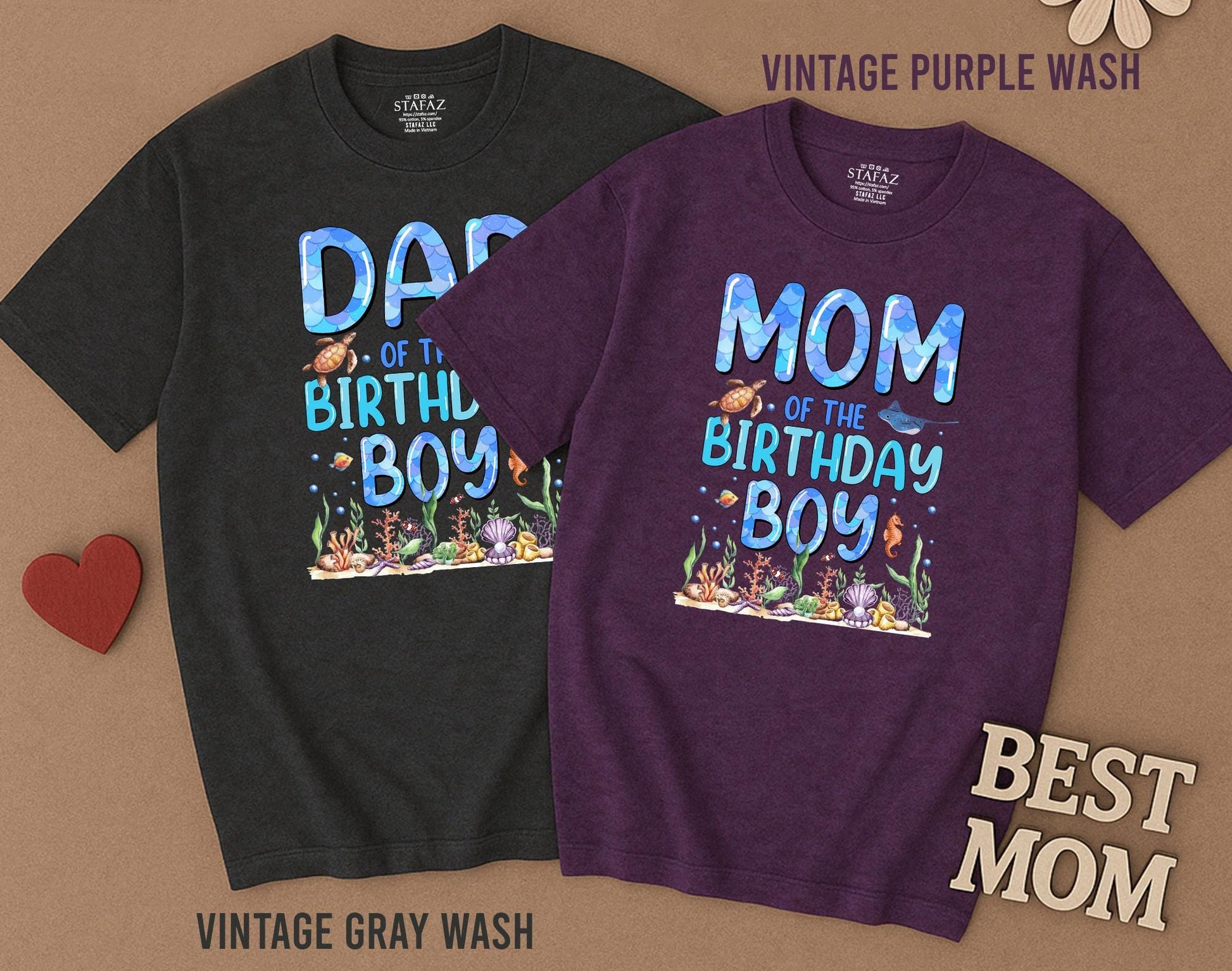 Matching Family Ocean Shirts Oneder The Sea First Birthday Baby Boy Romper Outfit Natural Cotton Aquarium Theme Celebration