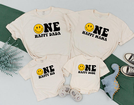 Mommy and Me One Happy Dude 1st Birthday Shirt Outfit for Baby Girl and Mom with Cute Smile Design Comfortable Family Celebration Clothes