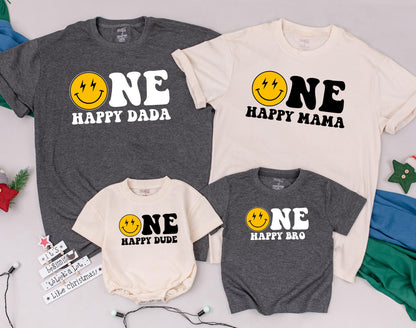 Mommy and Me One Happy Dude 1st Birthday Shirt Outfit for Baby Girl and Mom with Cute Smile Design Comfortable Family Celebration Clothes