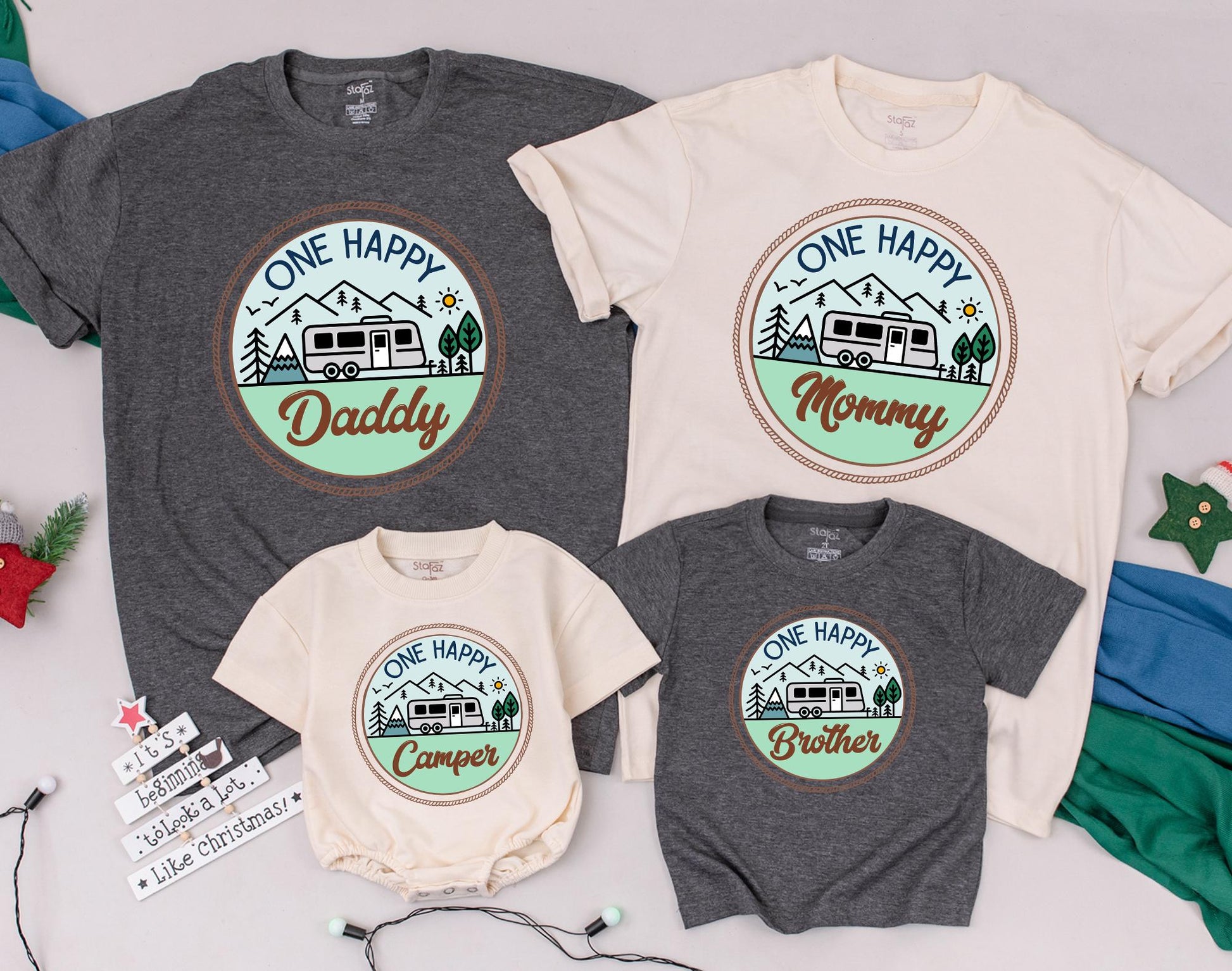 One Happy Camper Family Shirt 1st Birthday Outfit Camping First Birthday Celebration One Year Old Adventure