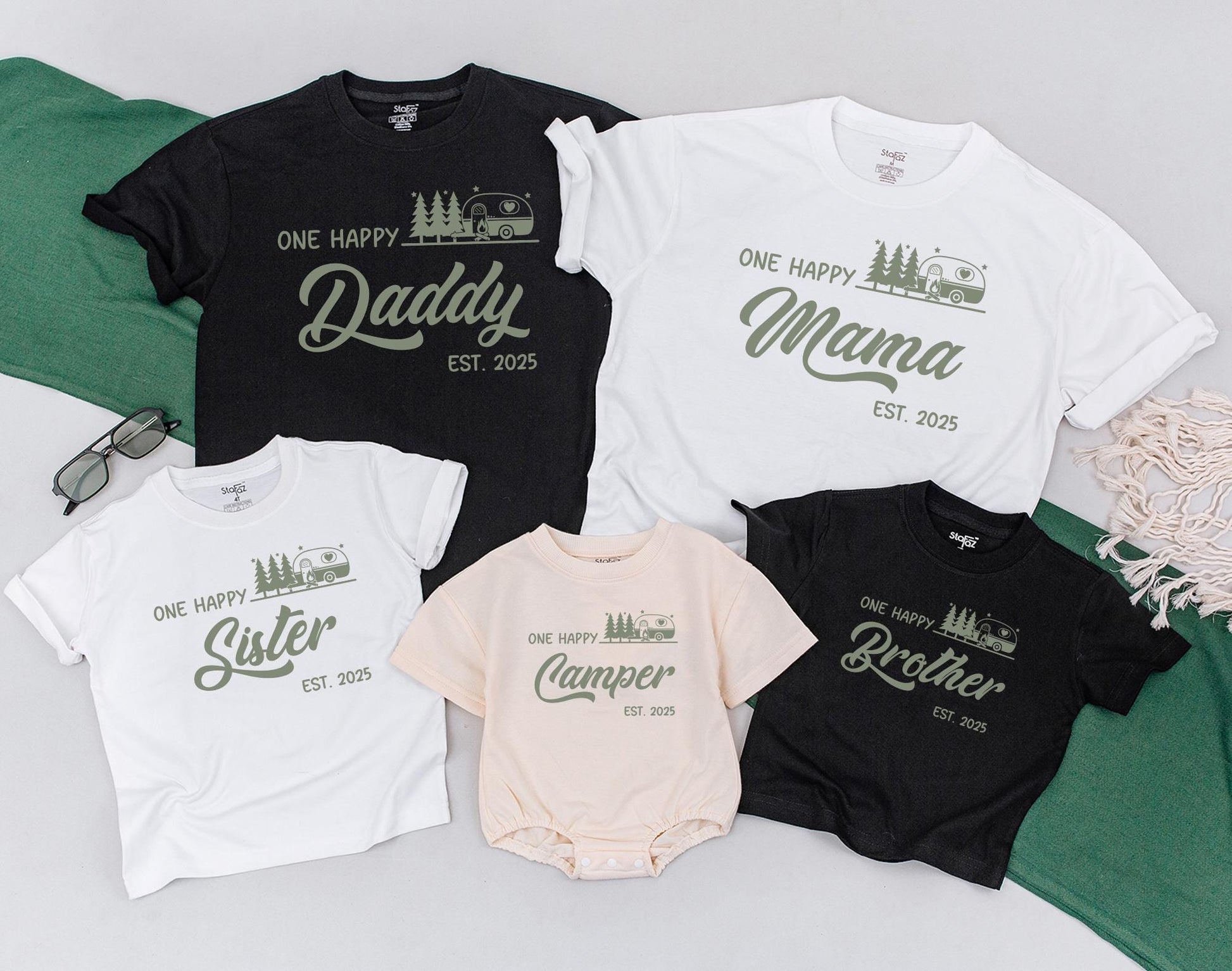 One Happy Camper Baby Romper First Birthday Outfit Camping Bodysuit Gifts Happy Camper Shirts Matching Family Crew