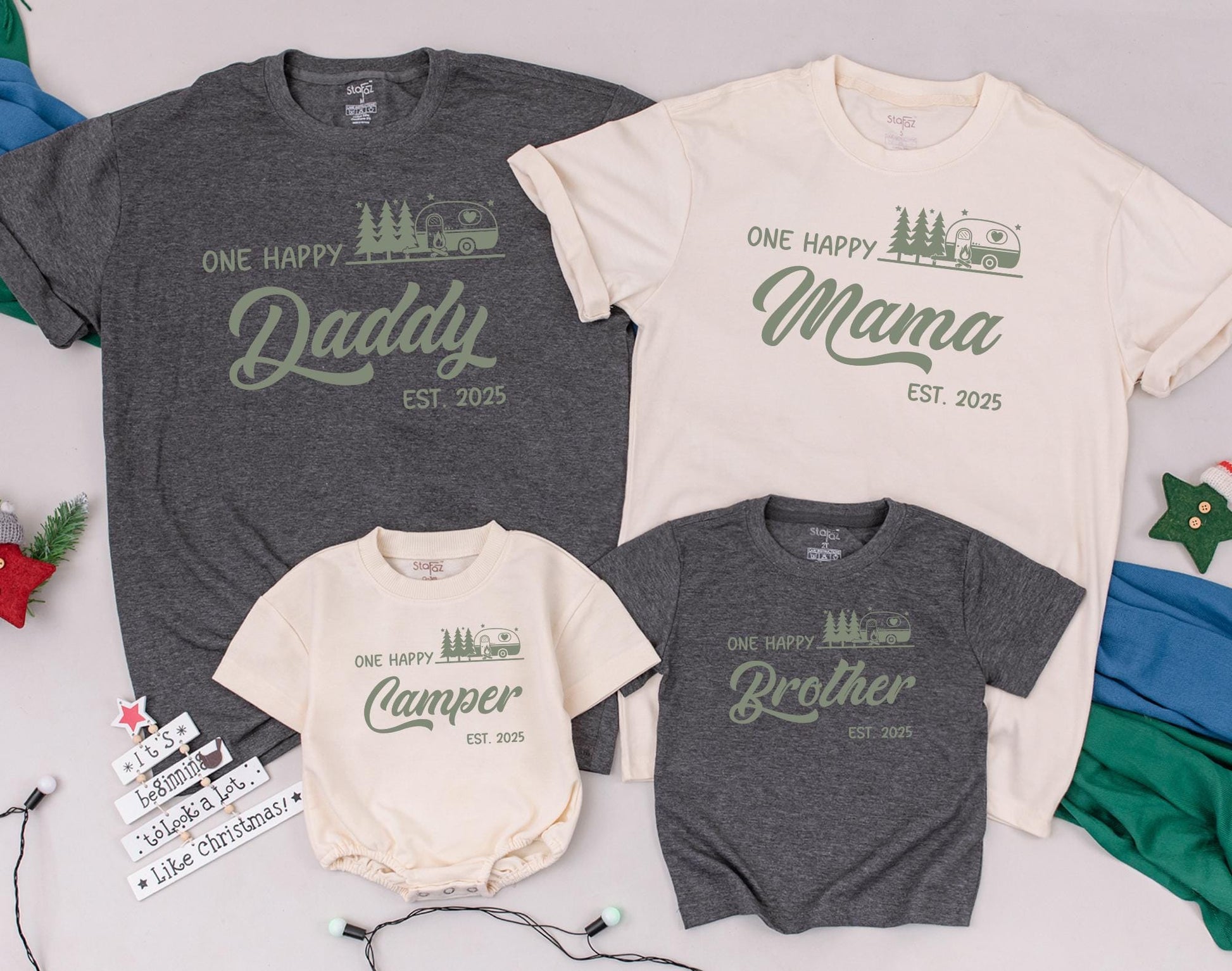 One Happy Camper Baby Romper First Birthday Outfit Camping Bodysuit Gifts Happy Camper Shirts Matching Family Crew