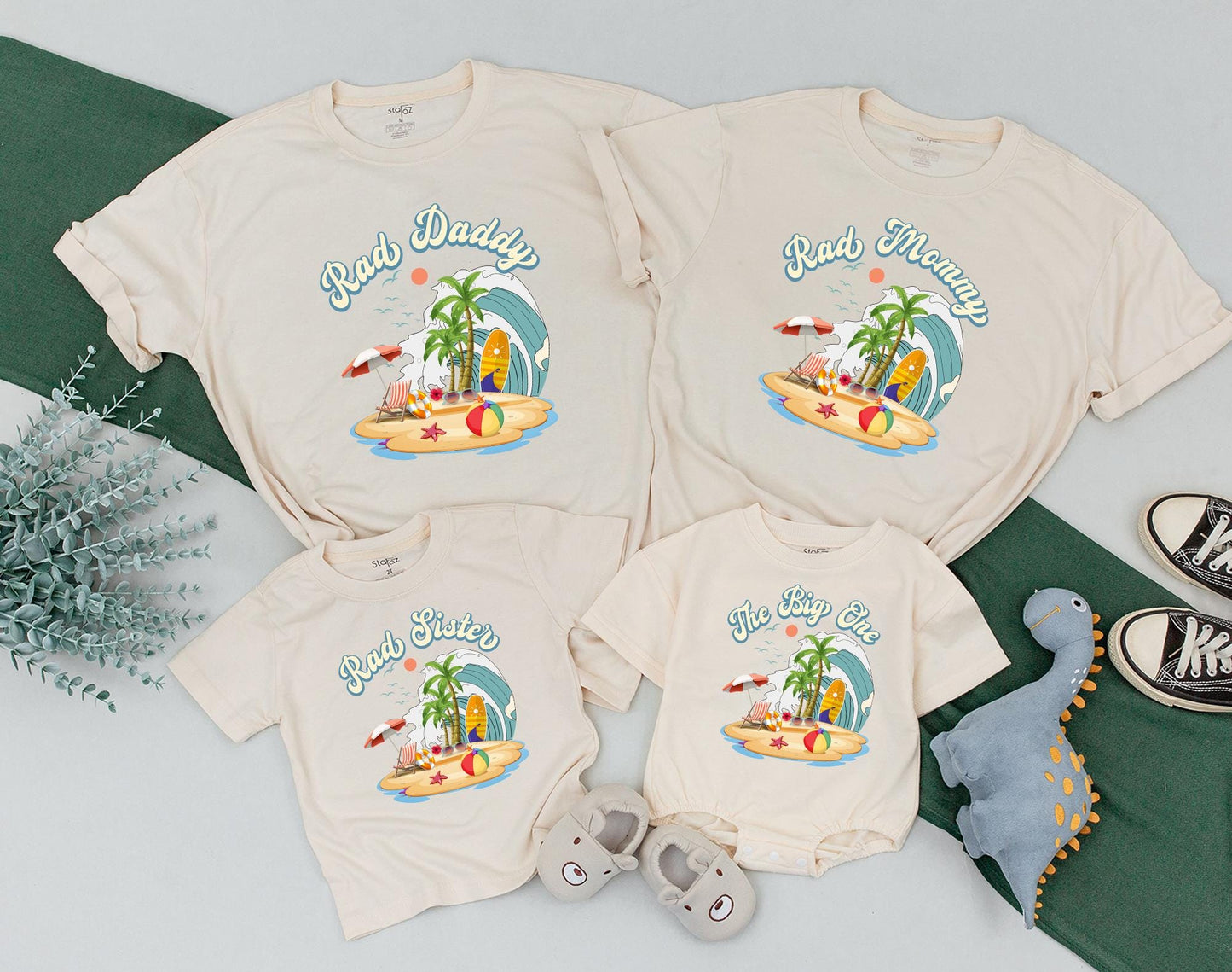 Surf Family 1st Birthday Bodysuit & Tee - The Big One Summer Outfit for Baby & Toddler Boy - Surfs Up, Beach Vibes, Coming Home