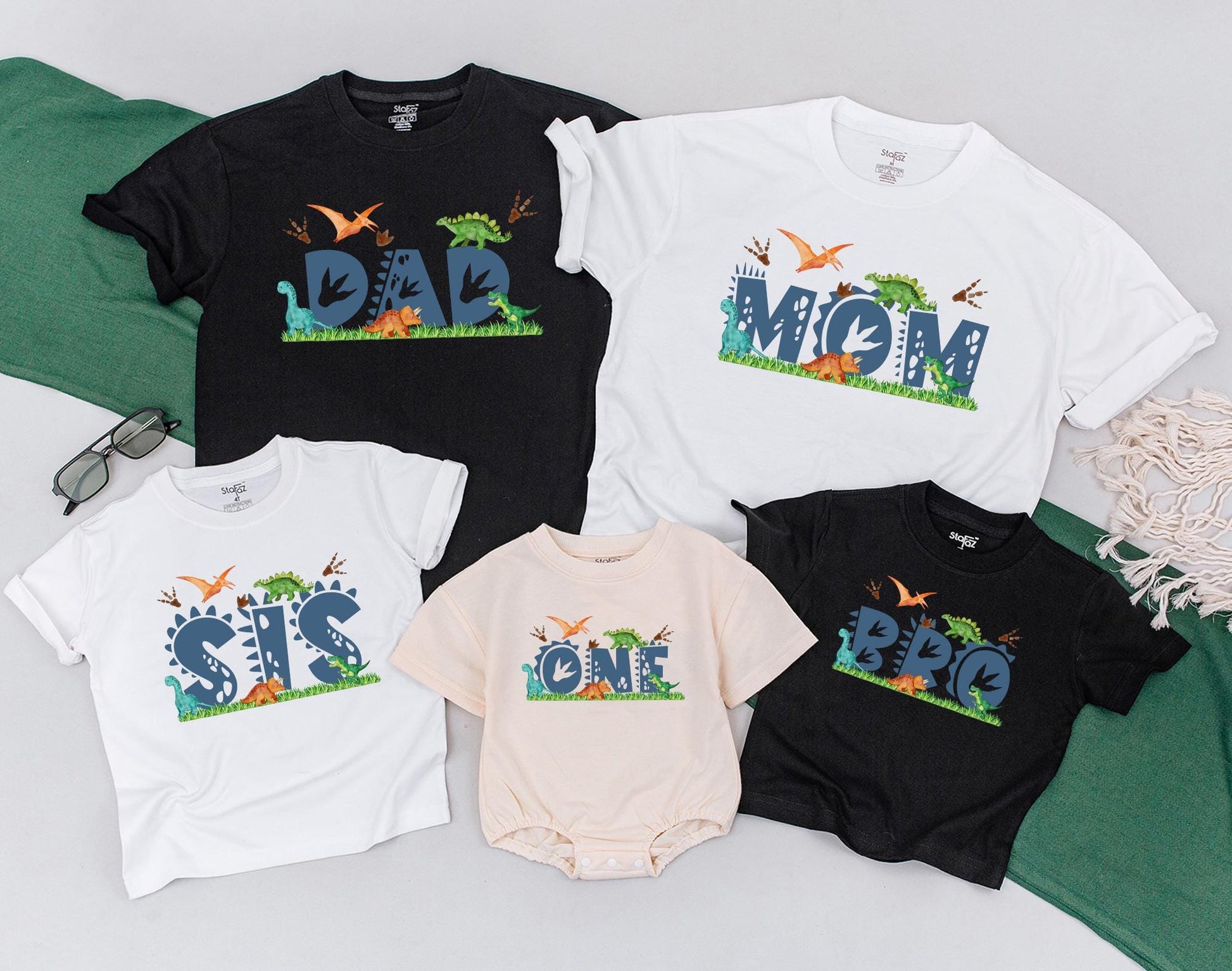 Matching Dinosaur Birthday Family Shirts - T-Rex Daddy, Mommy, Sister & Brother Dino Party Custom Shirts