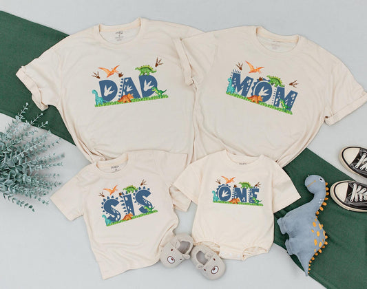 Matching Dinosaur Birthday Family Shirts - T-Rex Daddy, Mommy, Sister & Brother Dino Party Custom Shirts