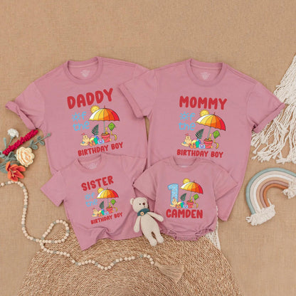 Matching Beach Birthday Boy Family Shirts Custom Romper Summer Party Outfit First Birthday Gift