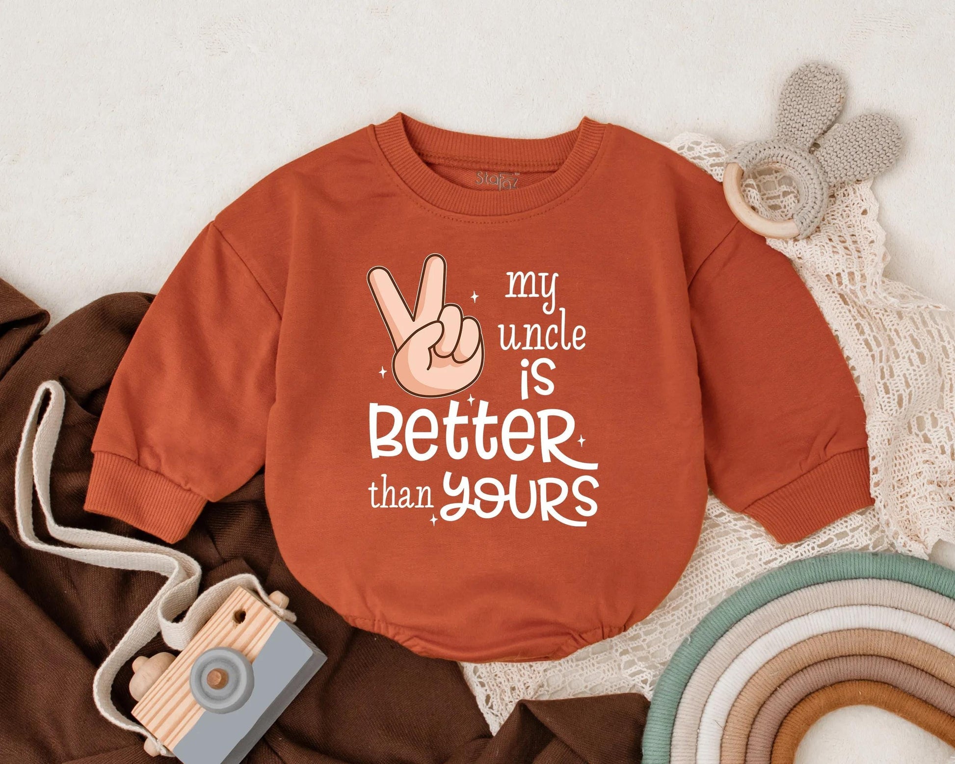 Funny Uncle Baby Romper My Uncle Is Better Than Yours Cool Retro Baby Gift Bodysuit for Nephew Niece Shower Outfit