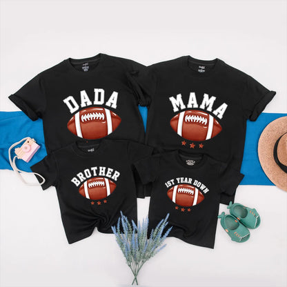 Matching Football 1st Birthday Family Shirts - Personalized Boy's First Birthday Outfit, Custom Game Day Tees, Daddy & Me