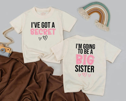 Big Sister Announcement Shirt I’ve Got A Secret Toddler Tee Pregnancy Reveal Girl Cute Sibling Outfit Gift