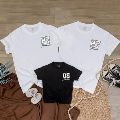 Custom Baseball Number Pocket Tee Personalized Sports Mom Fan Family Outfit Baseball Gift Comfort Cotton