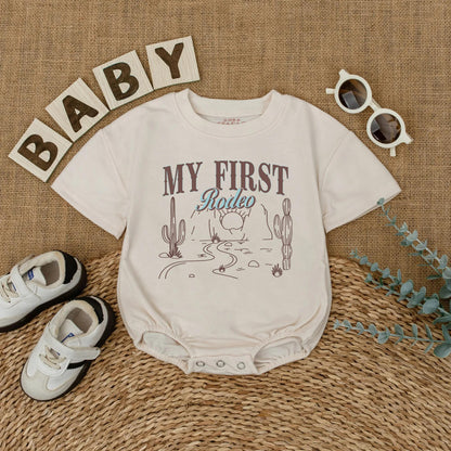 My First Rodeo Baby Romper Custom Name Western Themed First Birthday Outfit Cowboy Baby Clothes